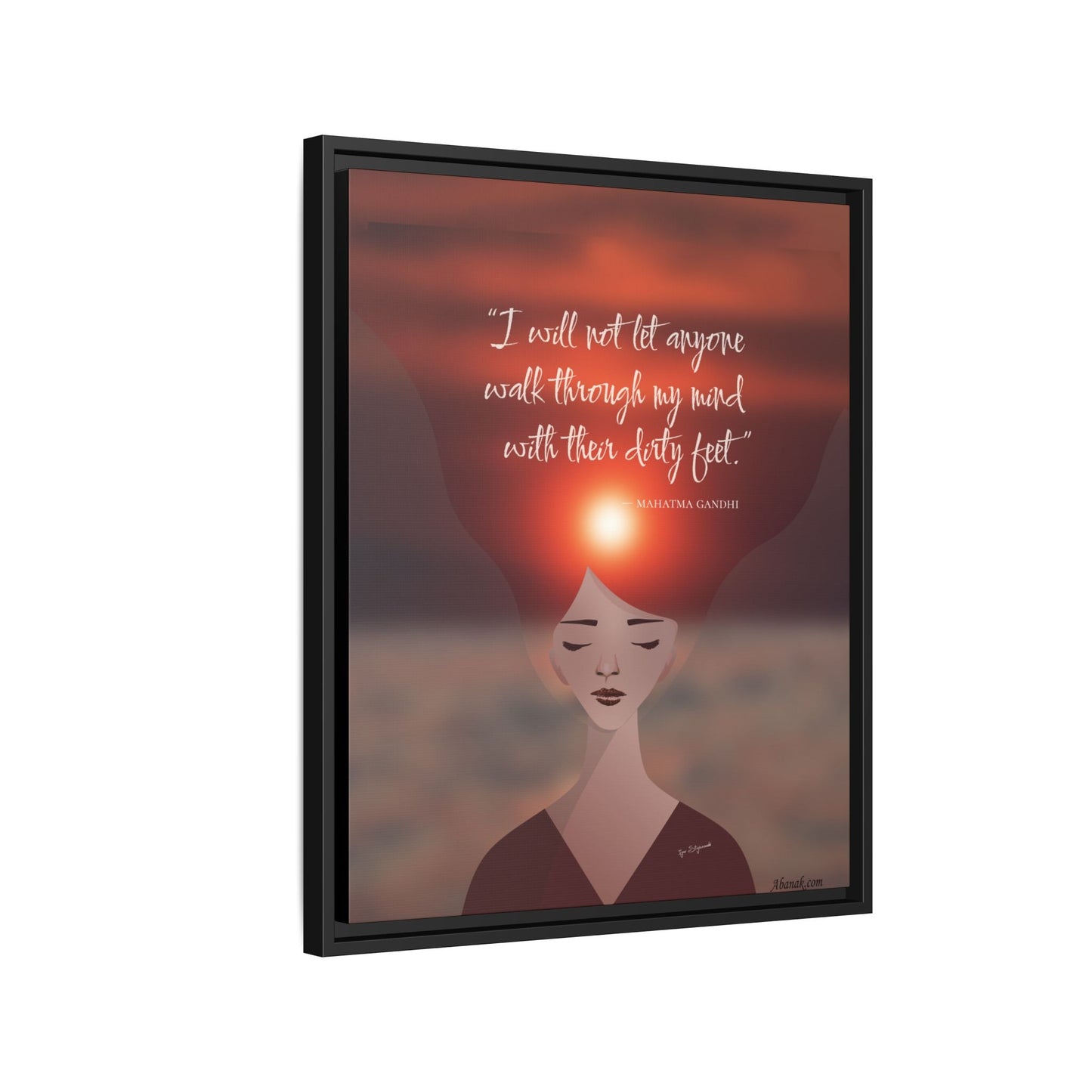 I Will Not Let Anyone Walk Through My Mind With Their Dirty Feet" — Gandhi Mental Sovereignty Canvas - Abanak