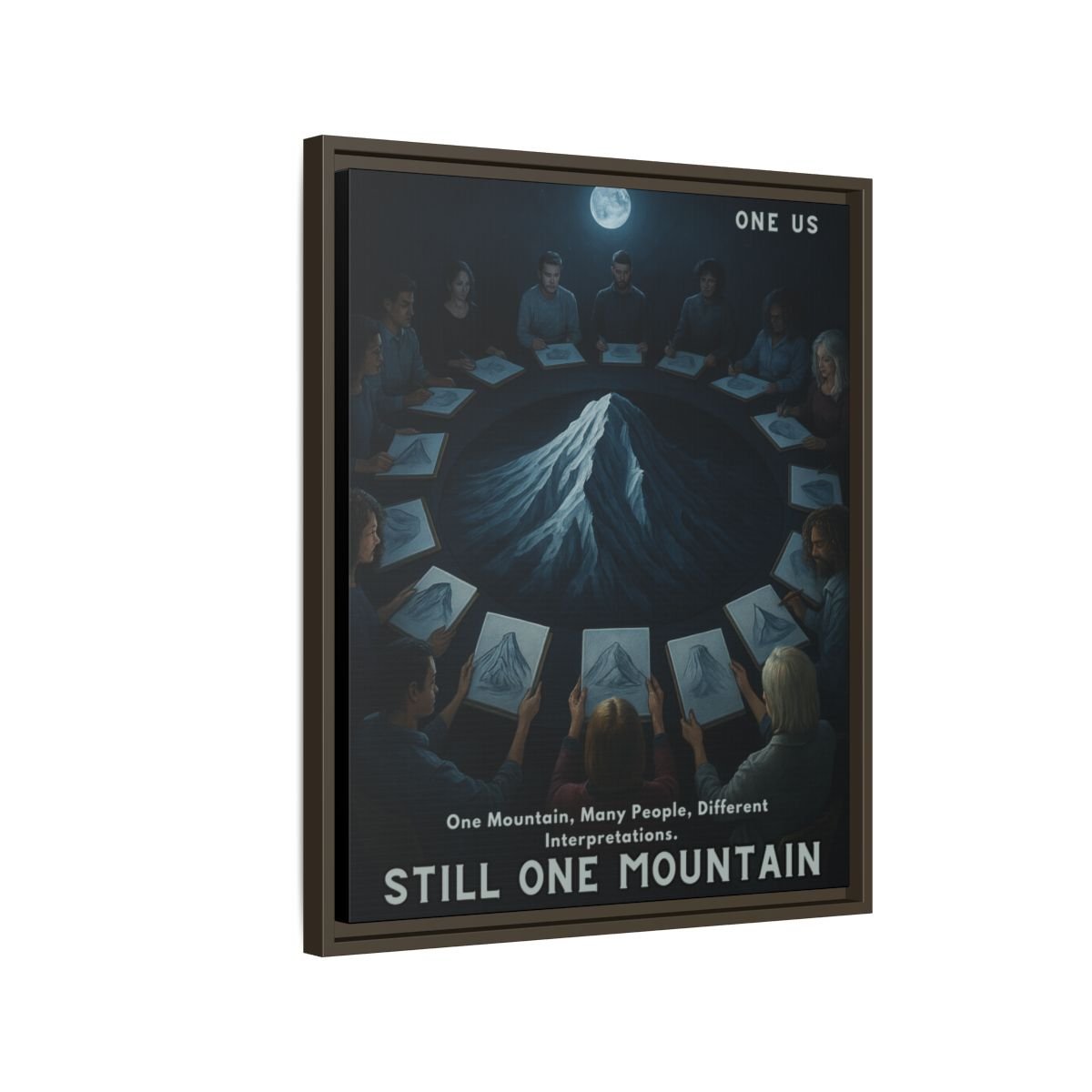 One Mountain, Many People, Different Interpretations." — One Us Moonlight Canvas (Sacred Gathering Edition) - Abanak