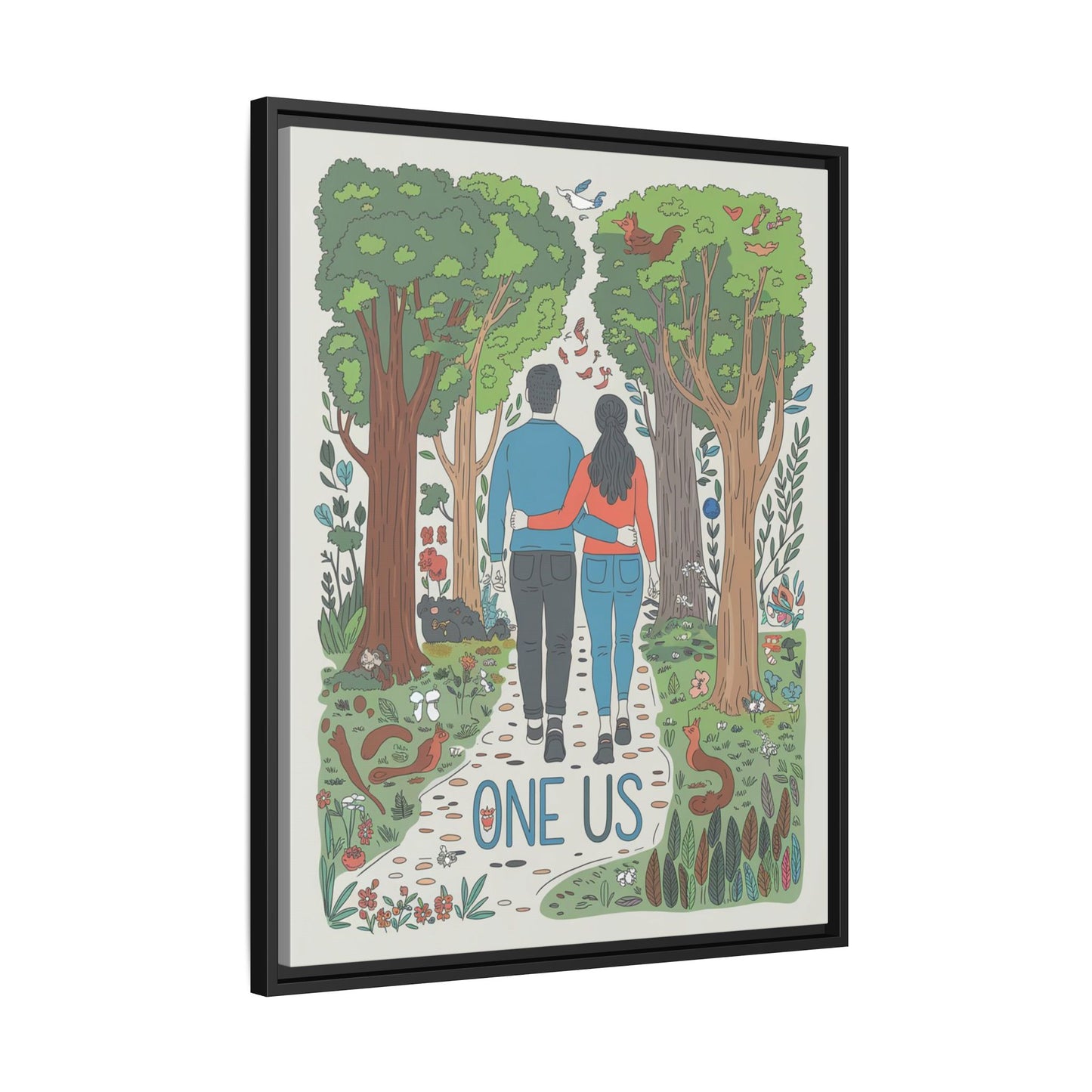 One Us Path Canvas | Couple Walking Together Forest Art
