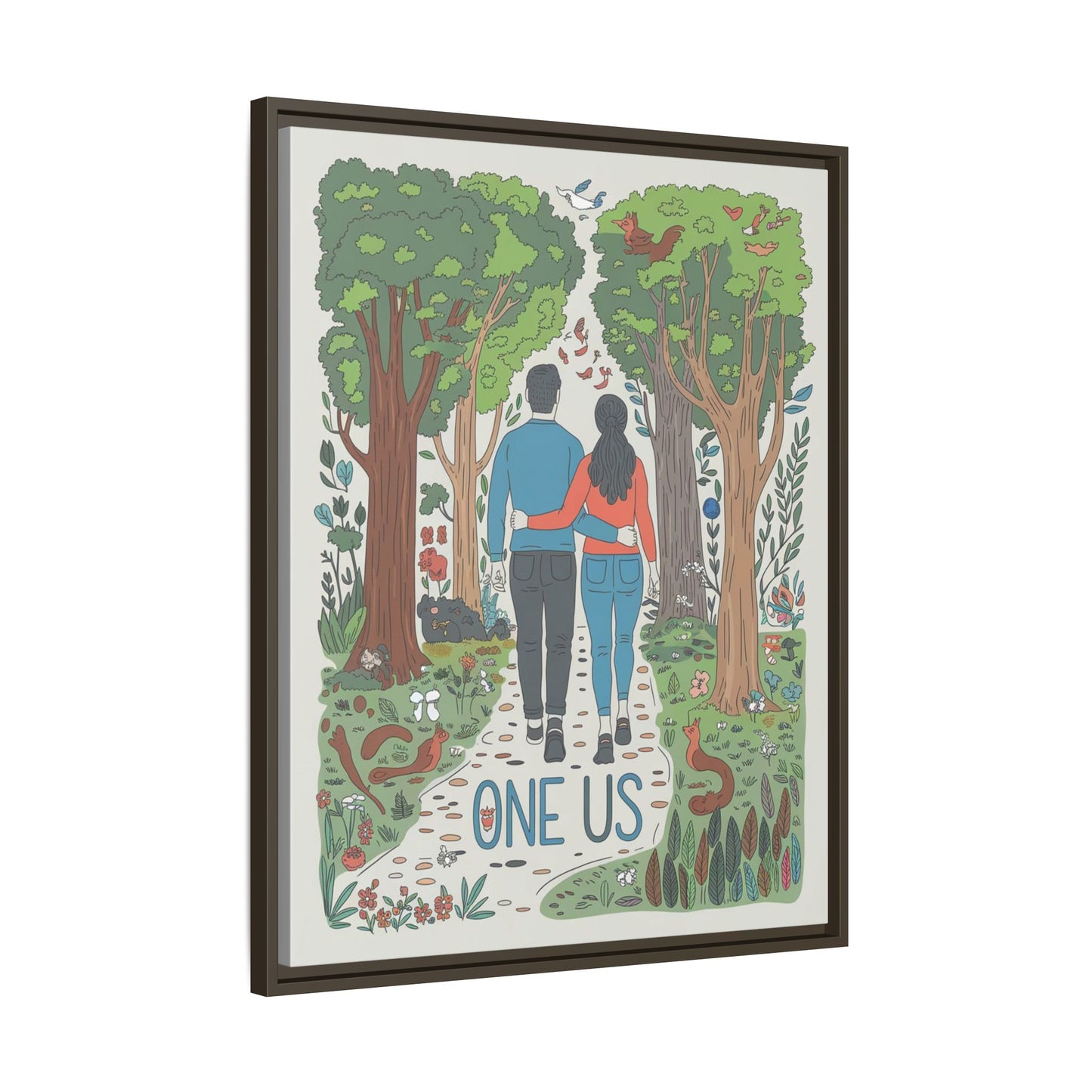 One Us Path Canvas | Couple Walking Together Forest Art