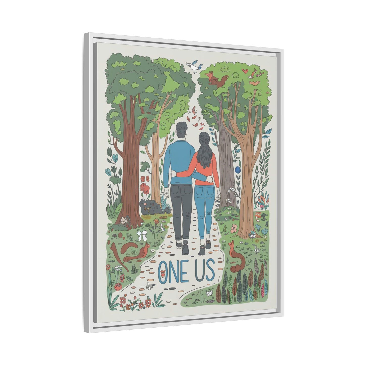 One Us Path Canvas | Couple Walking Together Forest Art