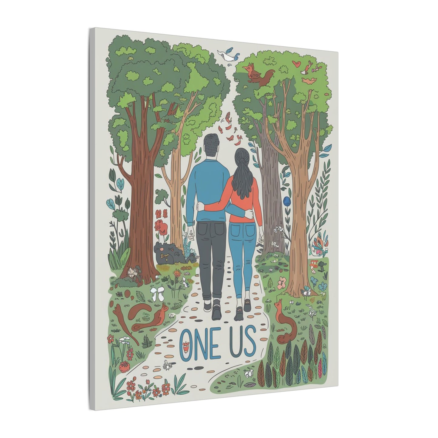 One Us Path Canvas | Couple Walking Together Forest Art