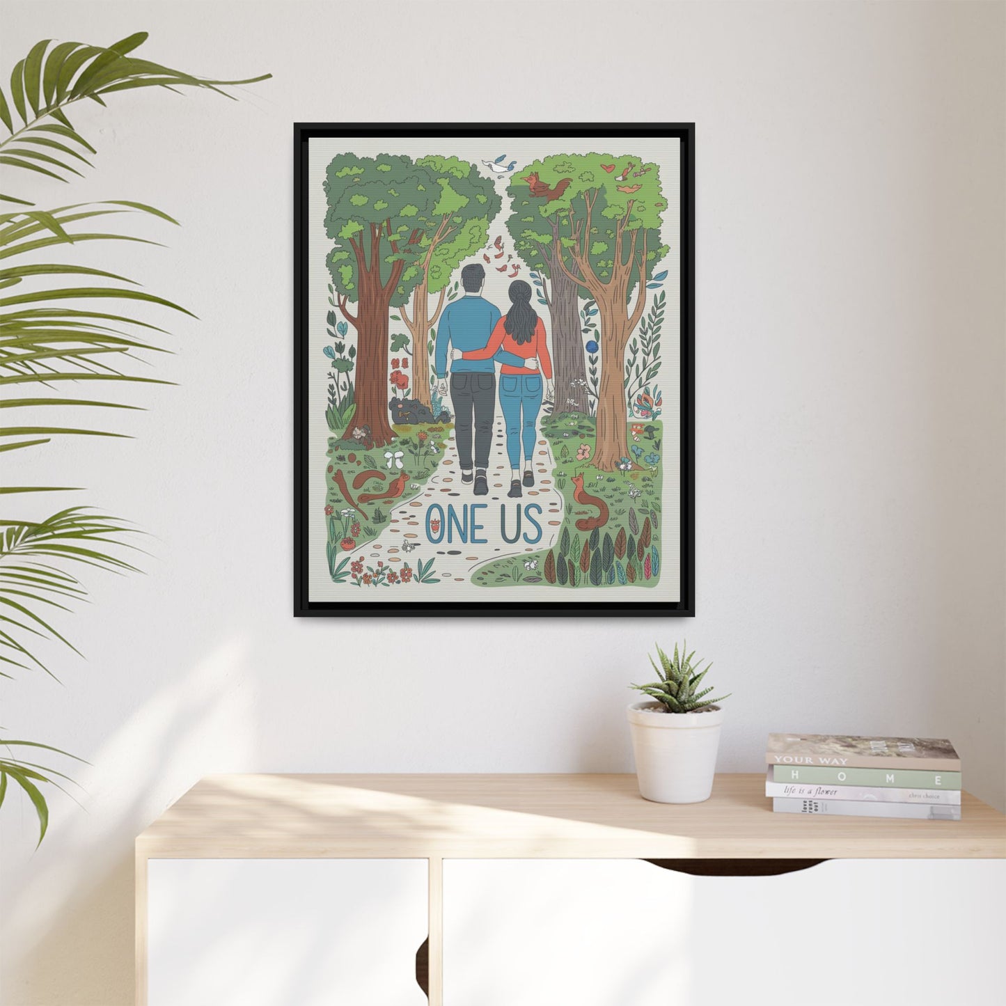 One Us Path Canvas | Couple Walking Together Forest Art