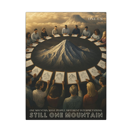 One Us Canvas: One Mountain, Many Interpretations — Anti-Tribalism Unity Art