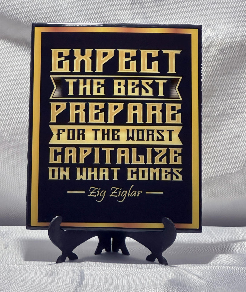 Inspirational Wall Art with Zig Ziglar Quote - 'Expect the Best' - Motivational Home Accent