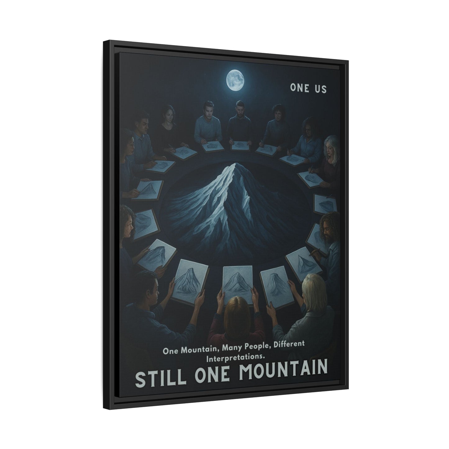 One Mountain, Many People, Different Interpretations." — One Us Moonlight Canvas (Sacred Gathering Edition) - Abanak
