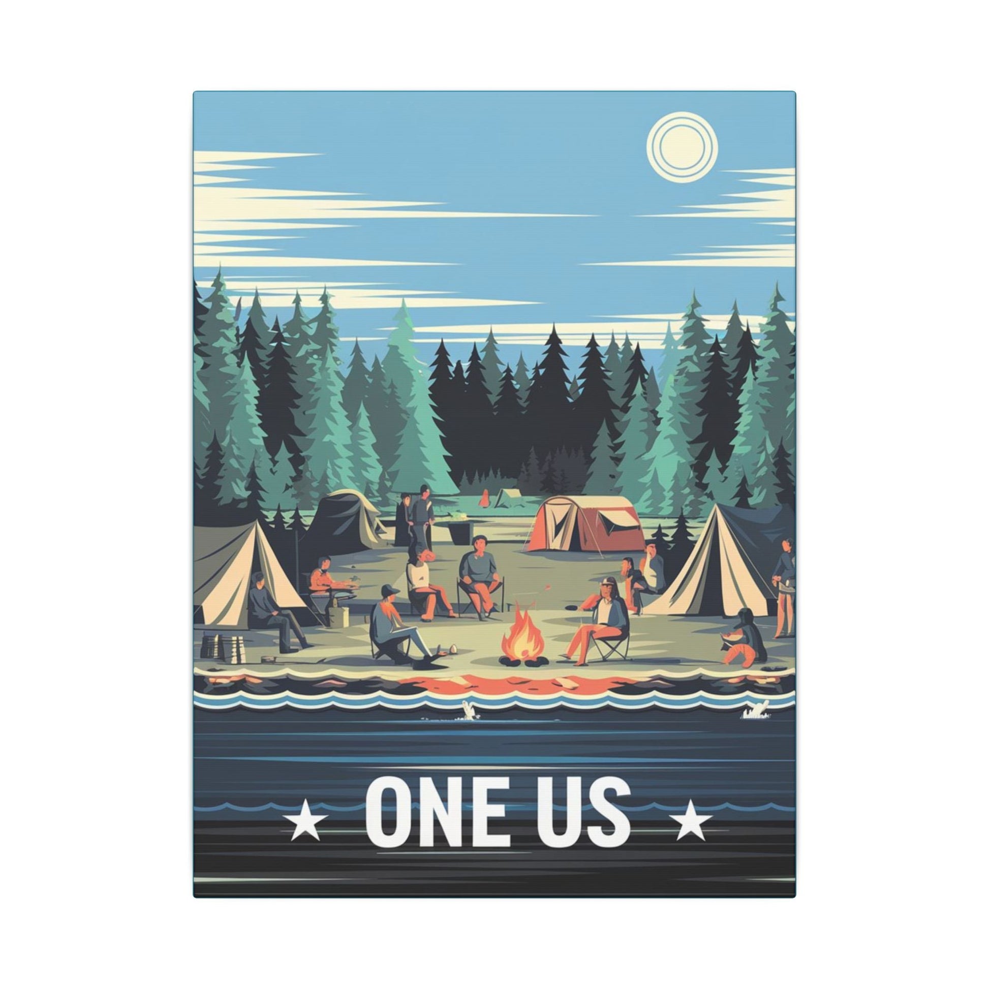One Us Campfire Canvas Print - Around the Fire, We Remember - Abanak