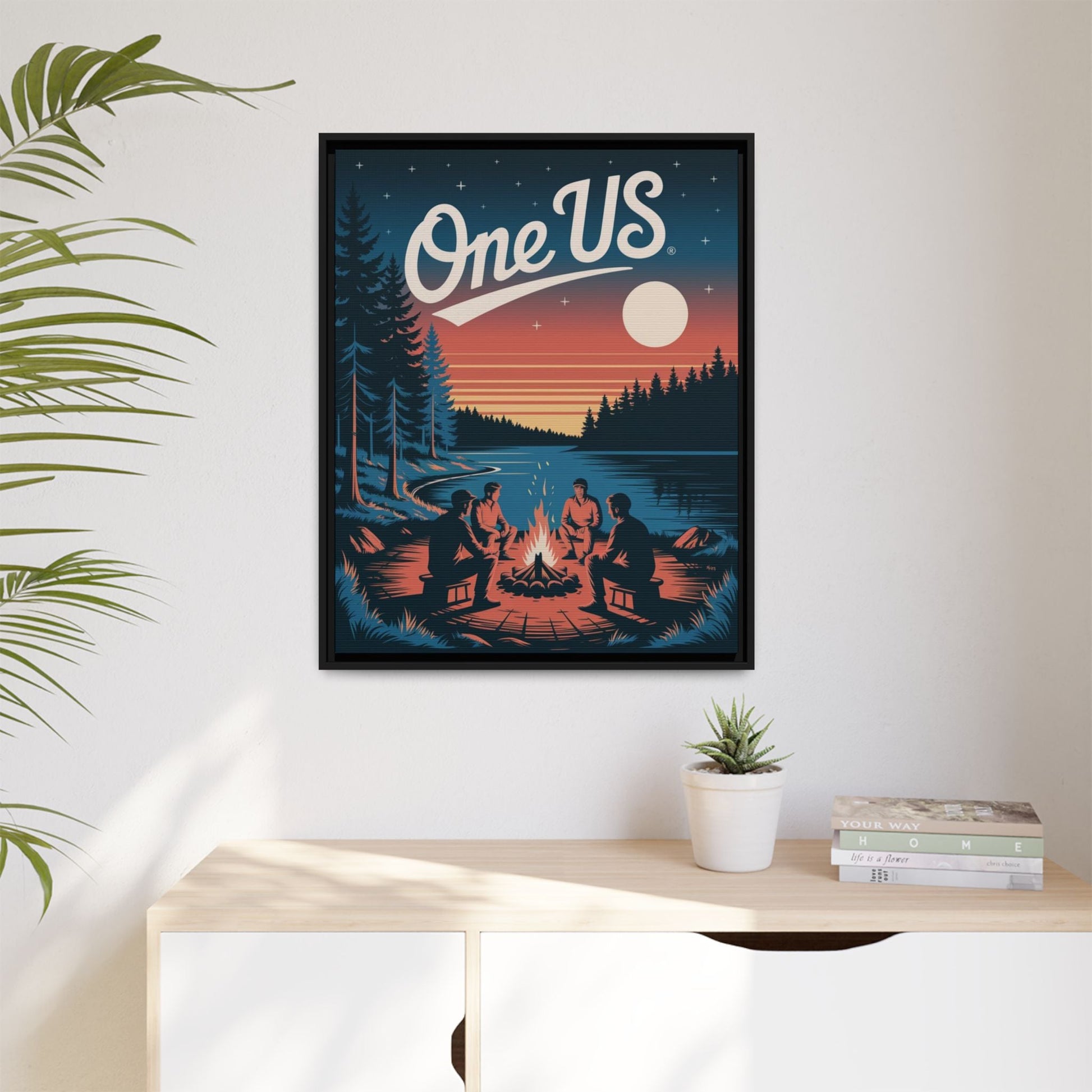 One Us Campfire Canvas Print - Around the Fire, We Remember - Abanak