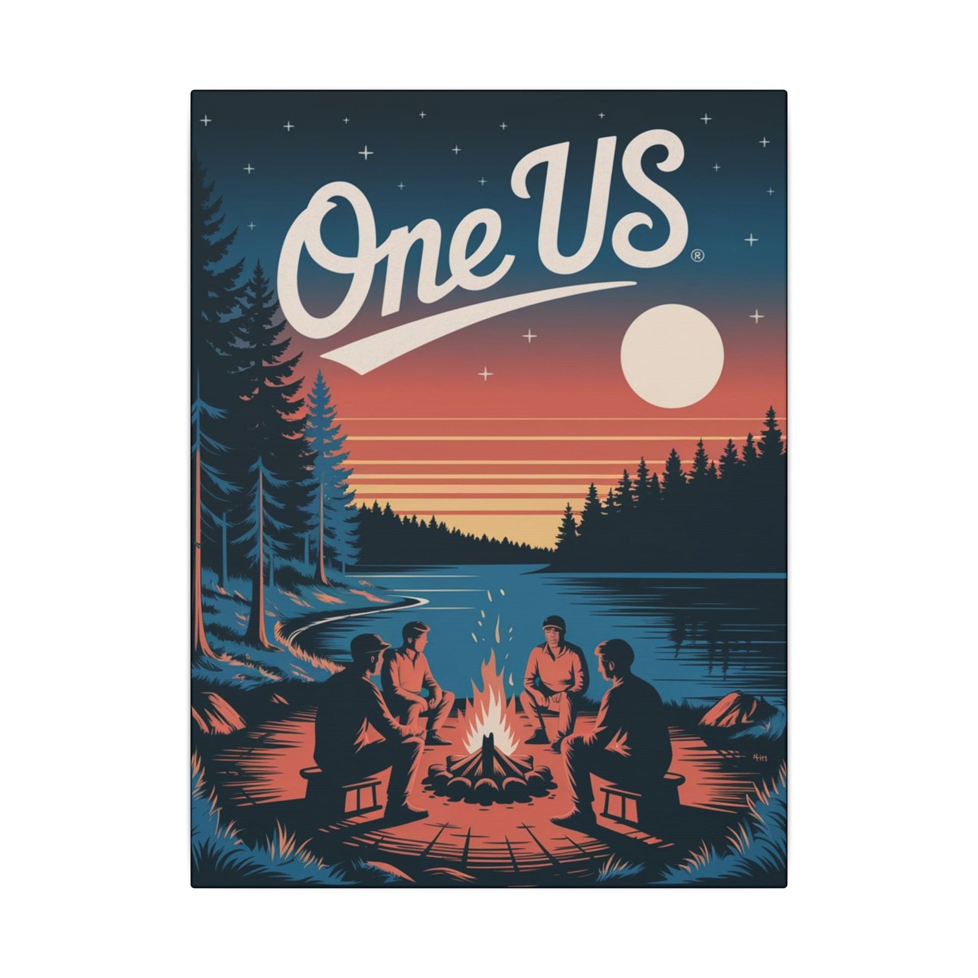 One Us Campfire Canvas Print - Around the Fire, We Remember - Abanak