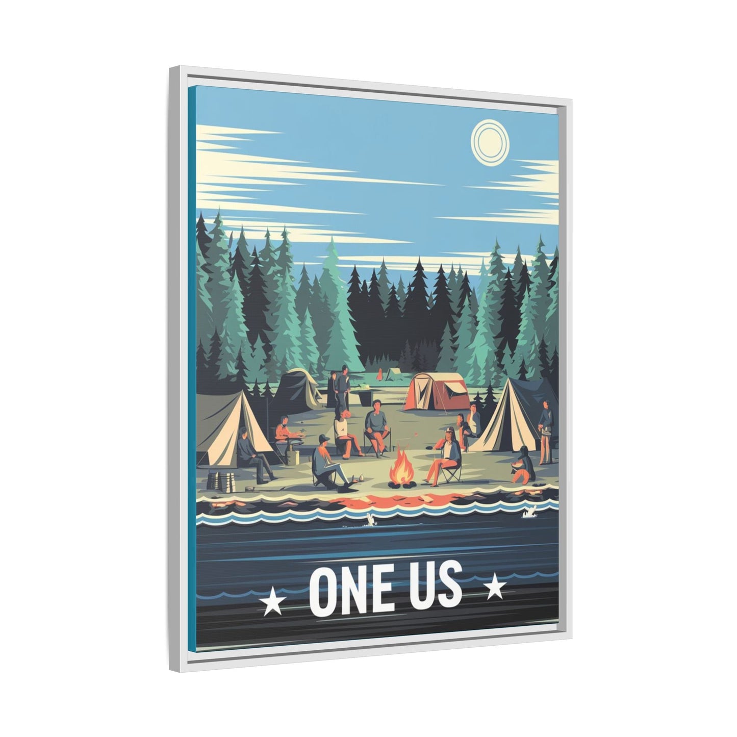 One Us Campfire Canvas Print - Around the Fire, We Remember - Abanak