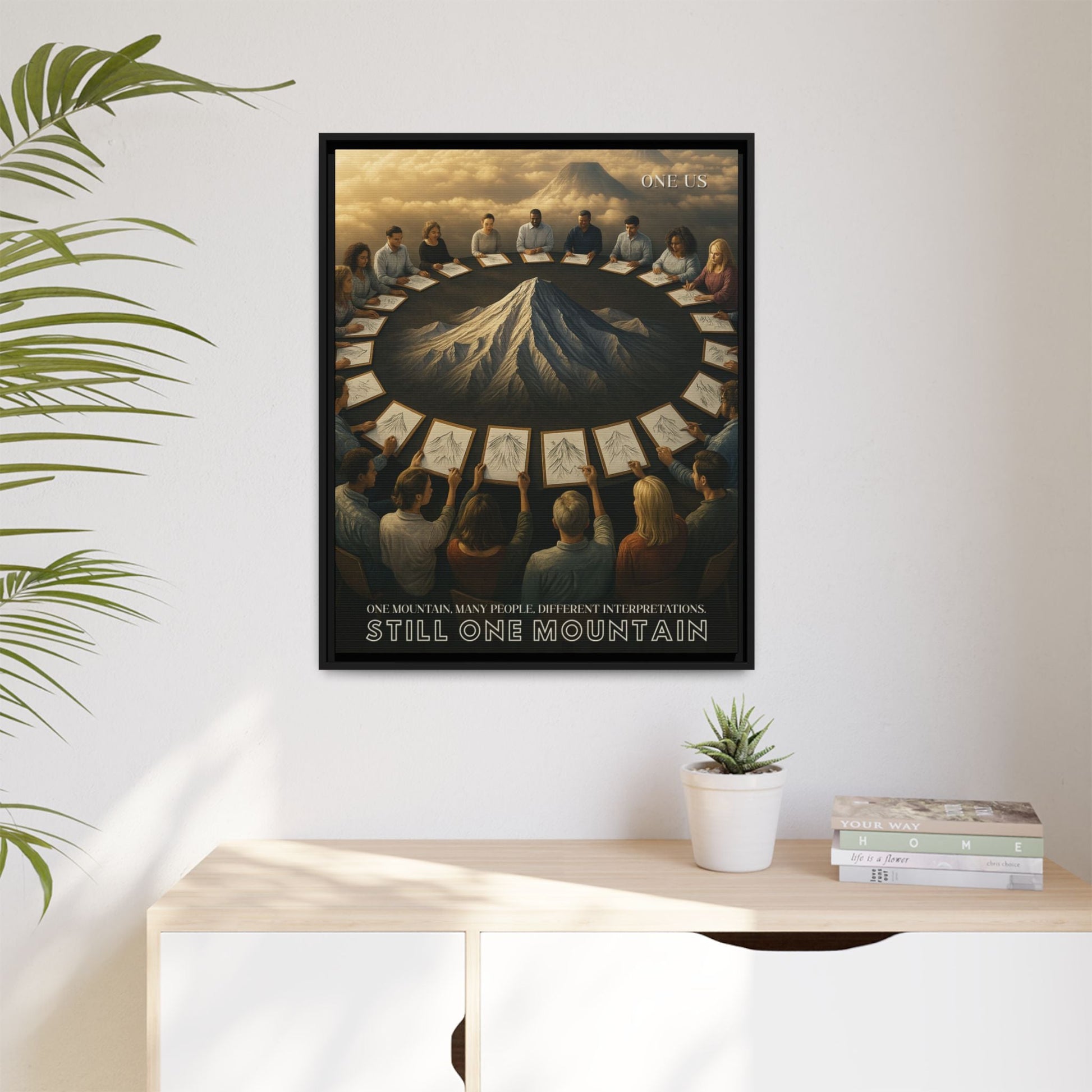 One Us Canvas: One Mountain, Many Interpretations — Anti - Tribalism Unity Art - Abanak