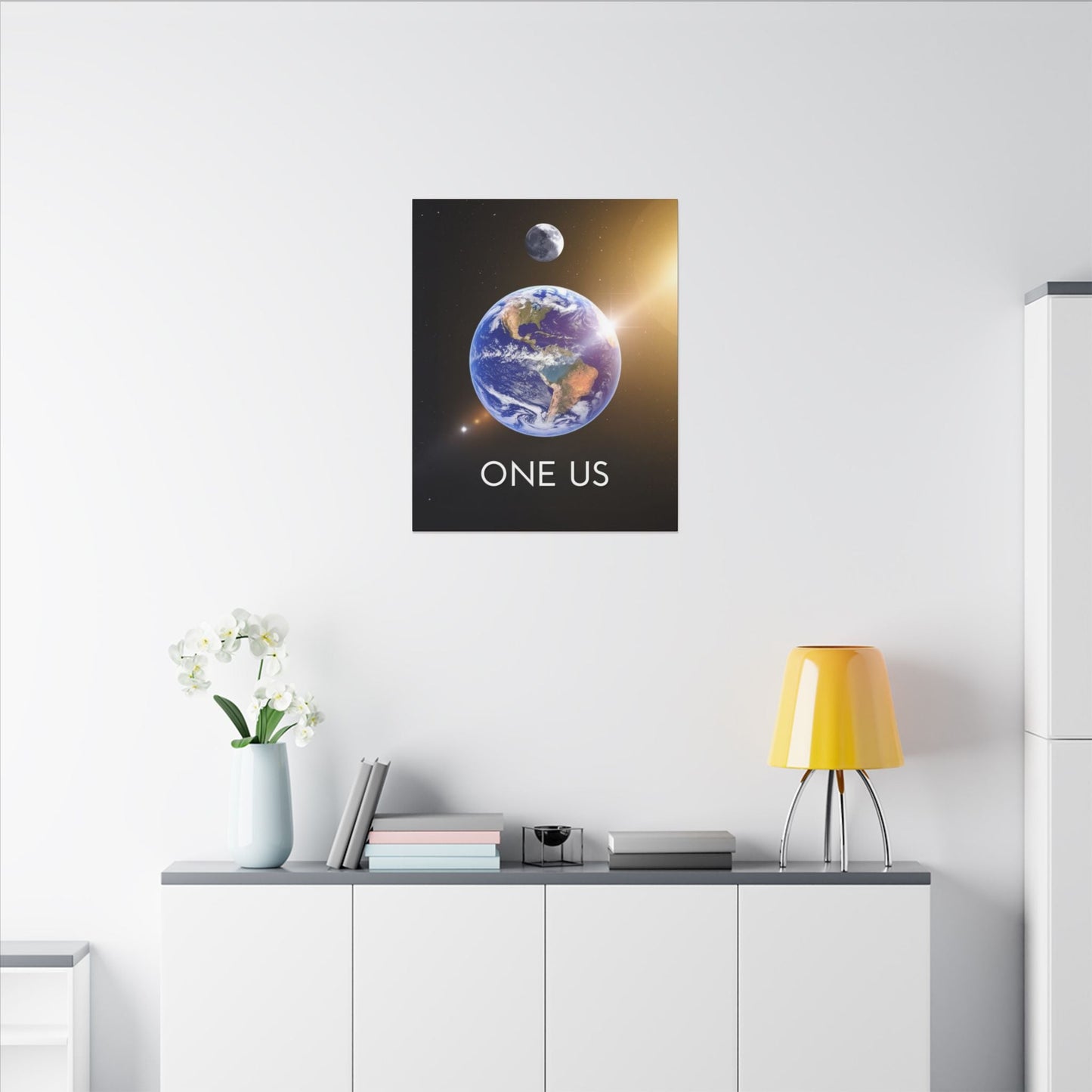 One Us Cosmic Canvas | Earth Moon Sun Space Art - Abanak