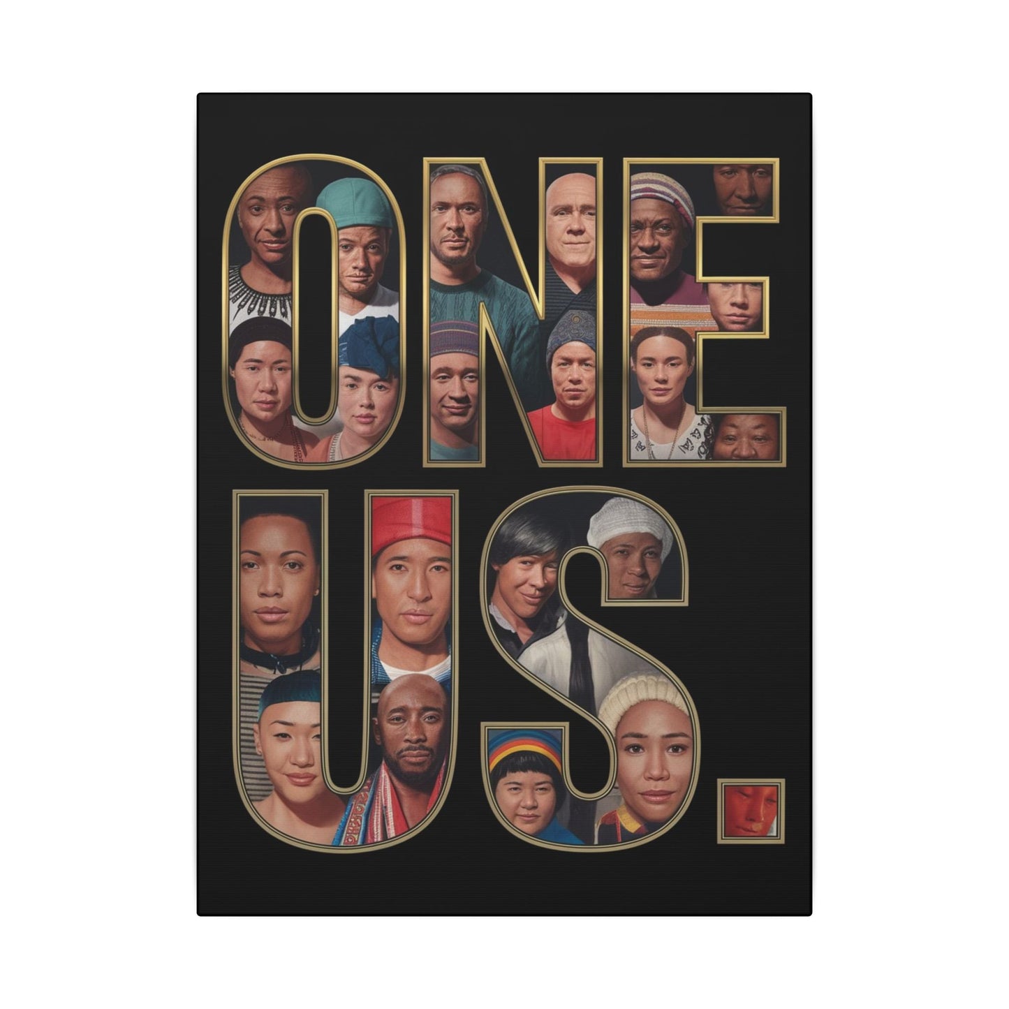 One Us — Humanity Mosaic Canvas | Unity Typography Art - Abanak