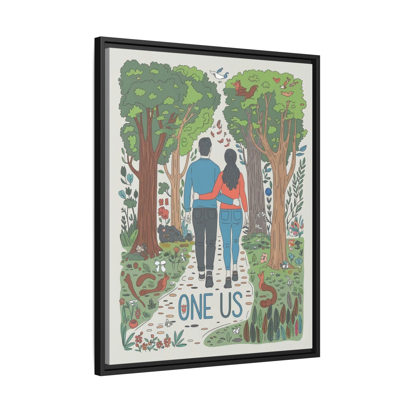 One Us Path Canvas | Couple Walking Together Forest Art - Abanak