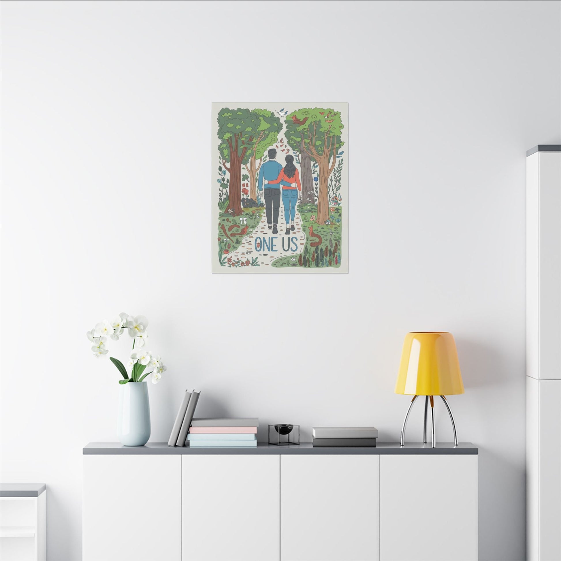 One Us Path Canvas | Couple Walking Together Forest Art - Abanak