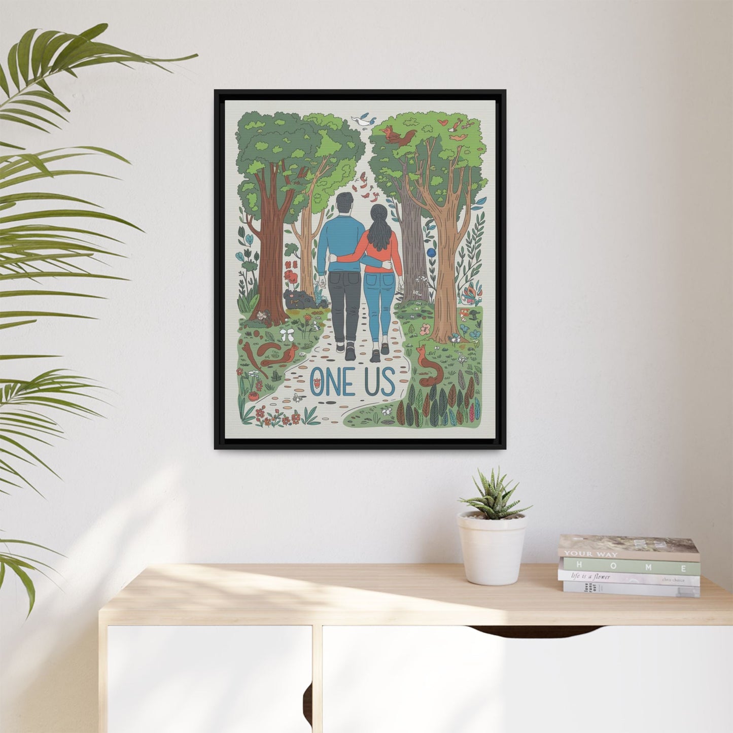 One Us Path Canvas | Couple Walking Together Forest Art - Abanak
