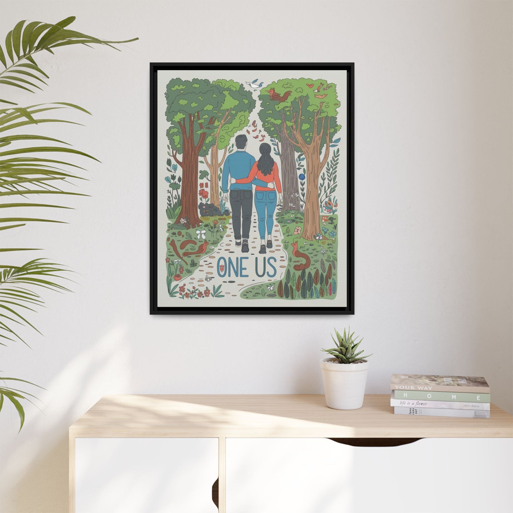 One Us Path Canvas | Couple Walking Together Forest Art - Abanak