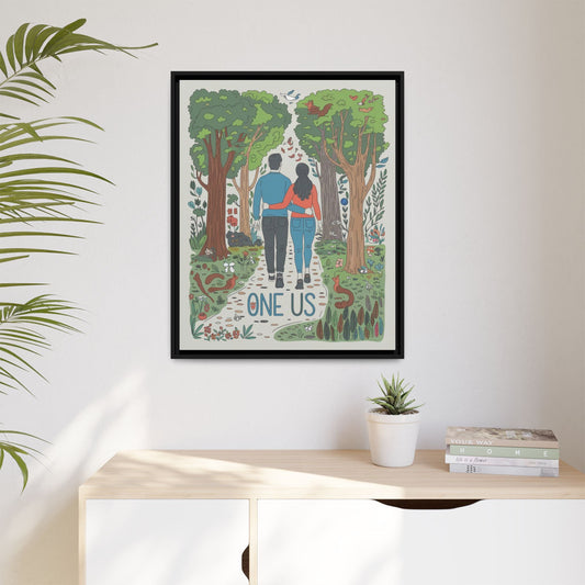 One Us Path Canvas | Couple Walking Together Forest Art - Abanak